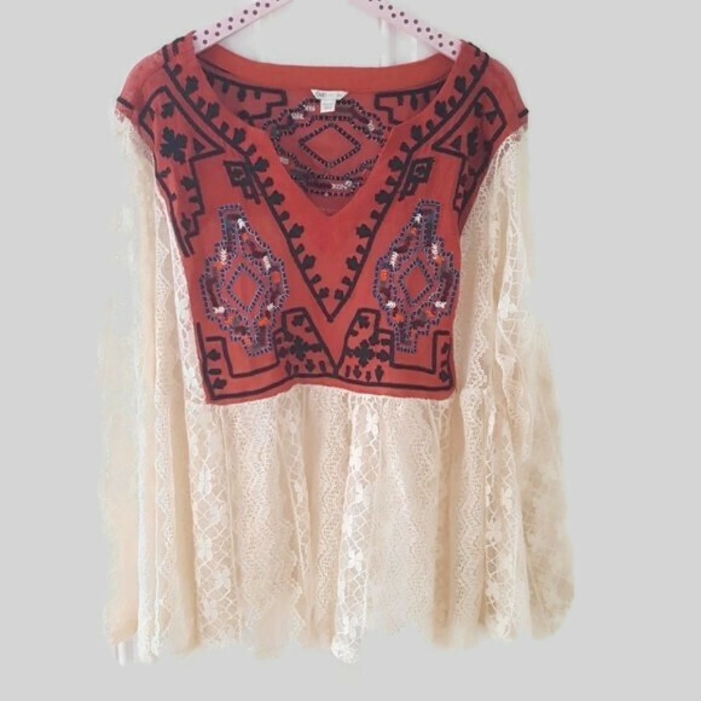 Cato Boho Lace embroidered Top Size 22/24W